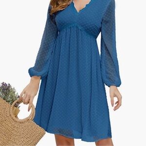 Elegant Blue Chiffon Dress